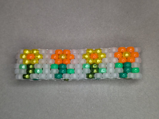 Orange and Yellow Flower Bracelet with Frosted White Background (Black Light Active)