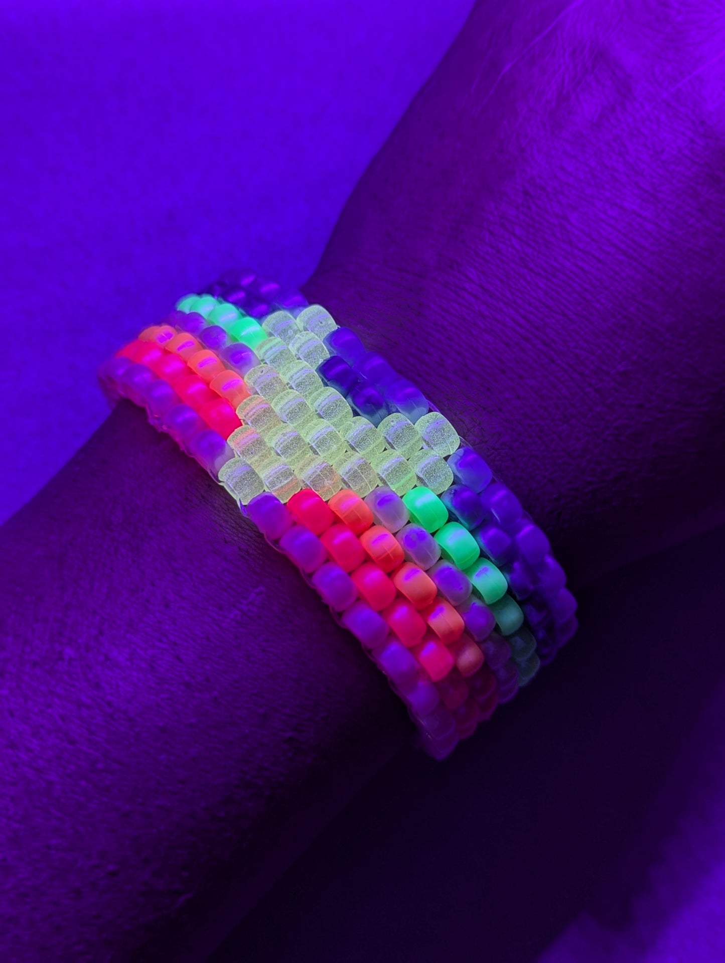 Queer Pride Bracelet with Glow in Dark Hearts